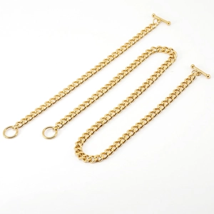 Cuban Link Chain Necklace Bracelet Stainless Steel 18K Gold Plated OT Toggle Clasp Punk Hip Hop Jewelry