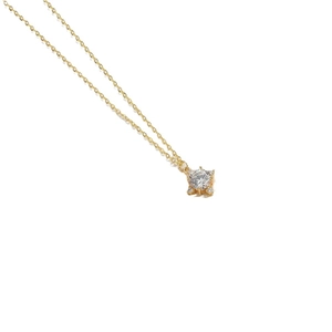 14K gold plated necklace featuring a sparkling round zircon pendant on a delicate chain