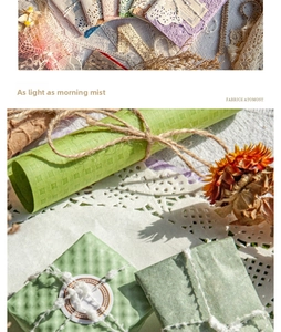 Detailed view of vintage scrapbooking paper set with lace textures and retro aesthetic