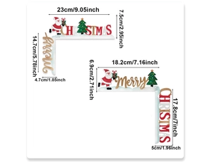 Detailed size chart for Santa Claus Christmas door frame decor in two sizes