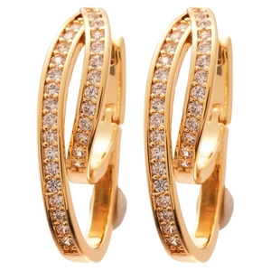 Elegant 18k gold plated U-shaped earrings with double row sparkling zirconia accents