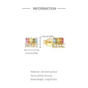Macro view of S925 sterling silver studs featuring colorful AAAAA zirconia stones