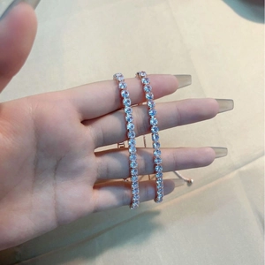 Rose gold hip hop tennis bracelet set with clear zircon stones and adjustable drawstrings