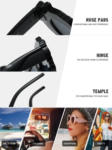 Vue détaillée des lunettes de soleil ovales avec charnières et plaquettes de nez