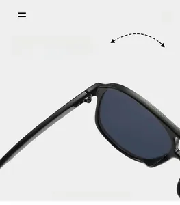 Macro shot of durable metal hinge on vintage black square frame pilot sunglasses