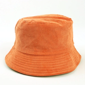 Orange corduroy bucket hat for men and women, classic sun protection accessory