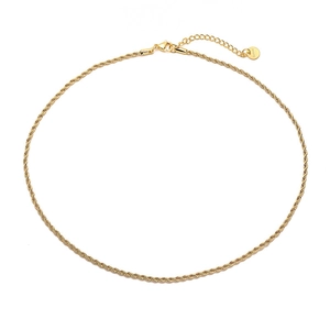 18K gold plated stainless steel rope chain necklace with adjustable lobster clasp closure