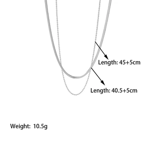 Collier double couche en acier inoxydable avec chaîne à serpent et chaîne torsadée argentée