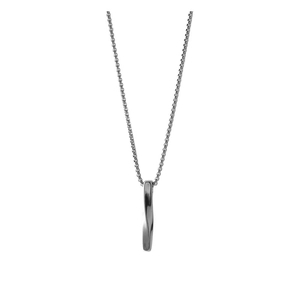 Minimalistische silberne Halskette mit Spiralanhänger und Boxkette für Herren auf Weiß