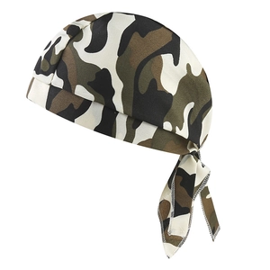 Outdoor cycling camouflage bandana with long ties and reinforced white stitching