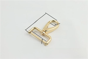 Detail showing dimensions of golden 51mm metal swivel snap hook and lobster clasp