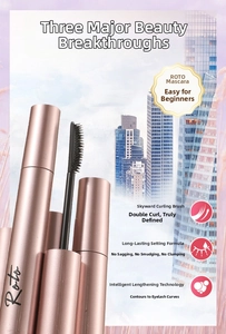 Detail of Roto mascara wand and tube showing the fine comb for long curling lashes