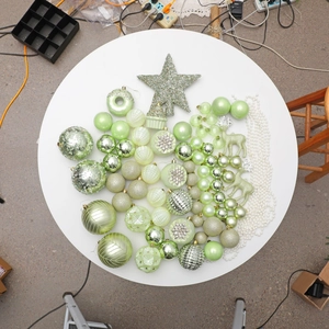 Mint green and silver Christmas ball ornaments set with star topper for tree decoration