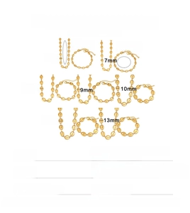Detailed size chart for 18K gold stainless steel coffee bean link chain and bracelet