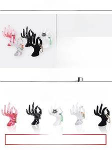 Detailed size specifications for OK-hand shaped plastic jewelry rings display stand