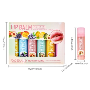 Fruit moisturizing lip balm set with honey and vitamin E for smooth lip care