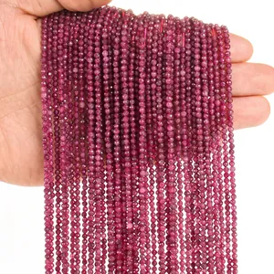 Detailed view of 3mm faceted natural gemstone beads strands showing high luster
