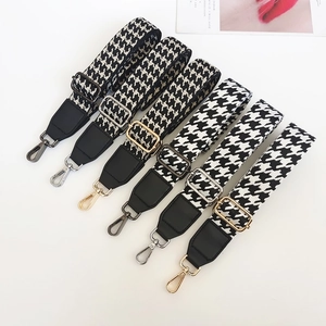 Houndstooth Replacement Bag Strap Adjustable Wide Webbing Leather Connectors Metal Swivel Hooks For Shoulder Crossbody Bags