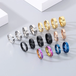 Minimalist Hammered Texture Ring Titanium Steel Plain Band Unisex Fashion Jewelry Niche Personality Couple Engagement Gift