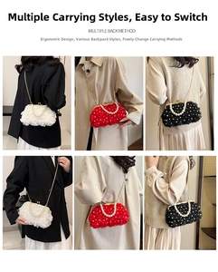 Trois couleurs de sacs coquilles en dentelle florale avec poignées en perles et chaînes