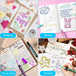 Collage of double line outline markers used for DIY cards, journaling and posters