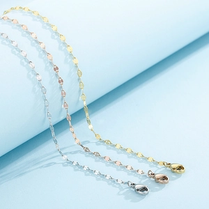 Platte lipketting halskettingen in zilver, roségoud en goud met karabijnsluitingen