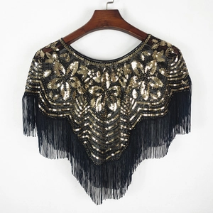 Femmes Châle à Gland de Paillettes Maille Perlé Cape Pour Mariage Fête Soirée Style Gatsby Vintage 1920 Enveloppe