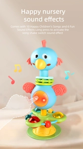 Baby chicken suction toy with music effects and rotating rattle beads for sensory learning