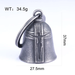 Detailed size chart of the stainless steel motorcycle guardian bell with measurements