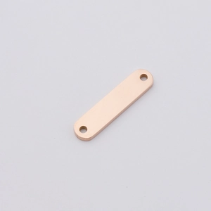 Polished rose gold stainless steel rectangle bar connector with two holes for DIY jewelry