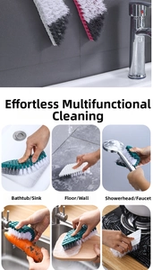 Flexible cleaning brush for bathroom sinks, kitchen tiles and curved home surfaces