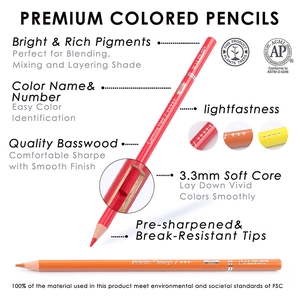 Detail view of 3.3mm soft core colored pencil with basswood texture and pigment features