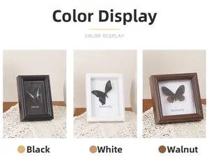 Deep shadow box frame showing black, white, and walnut wood finishes for specimens