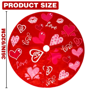 36-inch red Valentine's Day tree skirt with pink hearts and Love lettering design