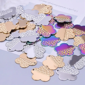 Polished stainless steel flower pendants in gold and silver for DIY necklace making