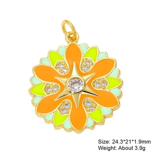 Macro shot of 24.3mm colorful enamel star pendant with gold finish and small zircon stones