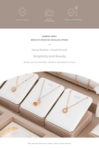 Detail of rose gold necklaces with zircon pendants on premium jewelry display stands