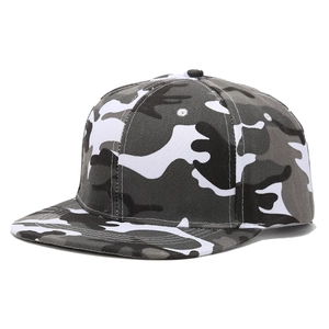 Vintage Camouflage Baseballkappe mit flacher Krempe und klassischem schwarz-grauem Muster