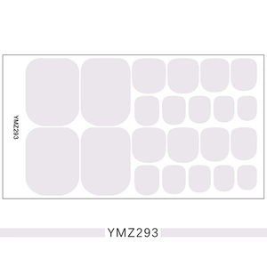 Detailed sheet of solid light purple toenail polish stickers model YMZ293 with flat layout