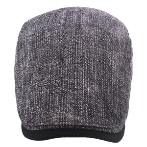 Casquette gavroche rayée pour homme avec doublure polaire chaude et maille grise