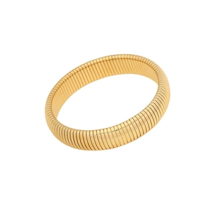 Minimalist golden Tubogas stretch bracelet with classic spiral metallic texture