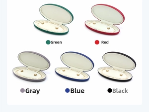 Oval velvet jewelry gift boxes for pearl necklace and earring set in five colors