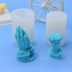 David Bust And Praying Hands Silicone Mold For Candle Making DIY Plaster Resin Soap Craft European Retro Sculpture Art