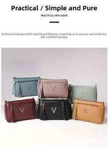 Women fashion shoulder crossbody bag PU leather retro chevron design casual daily handbag