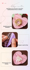 Macro detail of heart-shaped zip-lock bags in pink and purple for jewelry storage