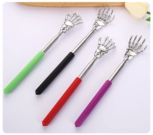 Set of four retractable back scratchers with skeleton hand design in assorted colors