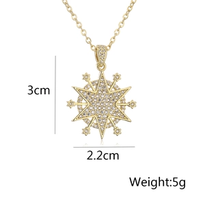 Detalle de dimensiones del collar con colgante de estrella dorada e incrustación de circón