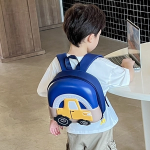 3D car shaped toddler backpack in blue EVA hard shell with breathable straps for boys