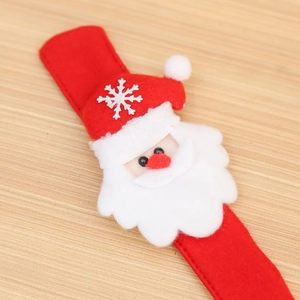 Detail of Christmas Santa slap bracelet with felt beard and snowflake hat decoration