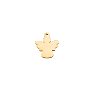 Close-up of a polished gold angel pendant charm for DIY jewelry making accessories